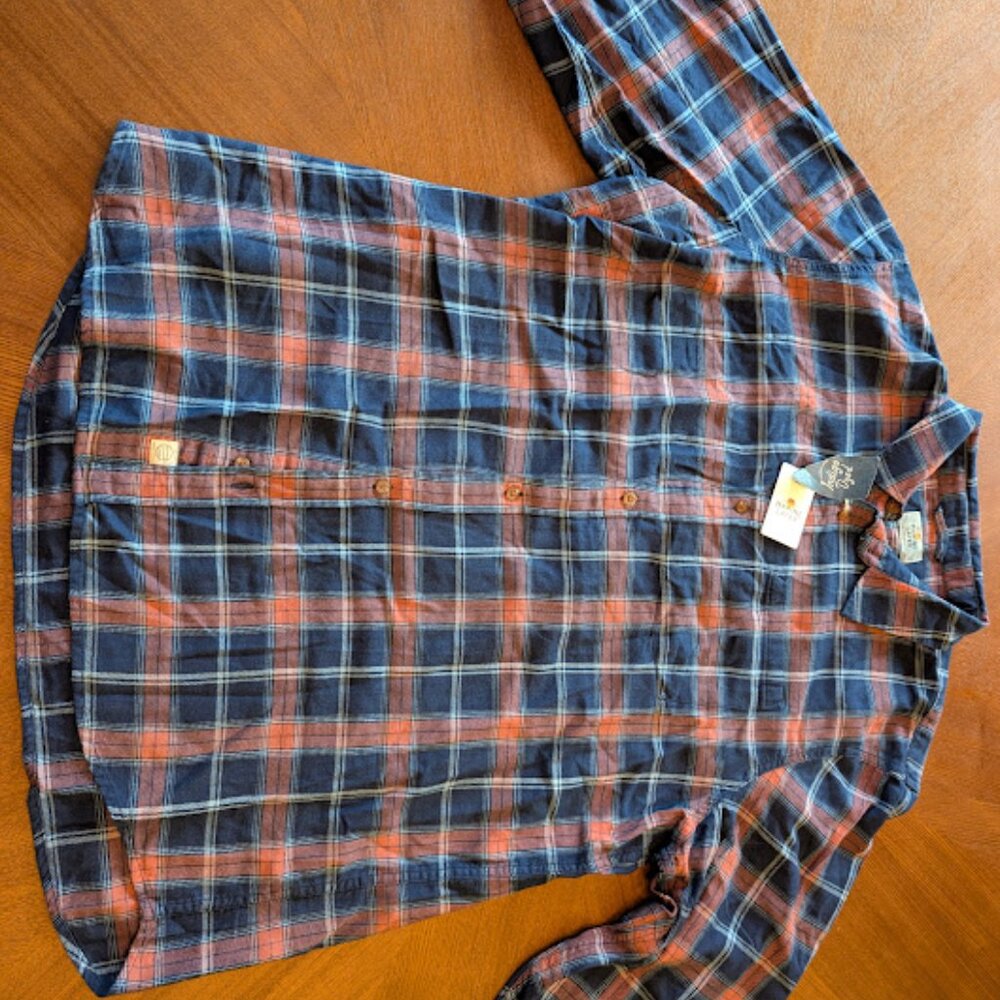 MARINE LAYER FLANNEL -  XXL - INDIDO / RED PLAID  - NWT